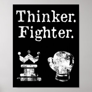 Poster Xadrez do Xadrez Boxer Thinker Fighter Boxer Lover