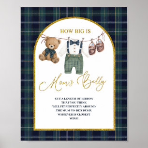 Poster Xadrez Gingham Azul Como Está a Barriga da Mamãe é