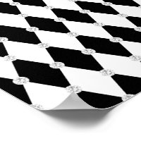 Xadrez Harlequim Preto e Branco Forma de Diamante