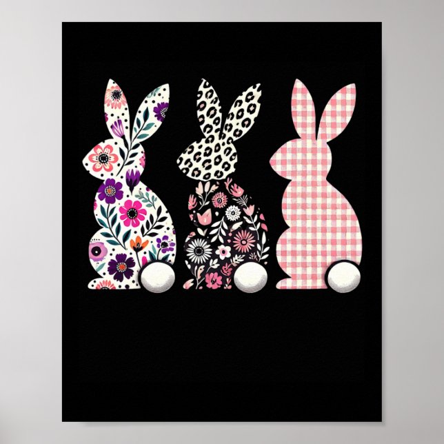 Poster Xadrez-leopardo-coroa Felz pascoa Flor Bunn (Frente)