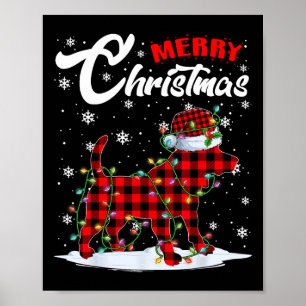 Poster Xadrez Vermelha Cachorro Papai Noel Árvore de Nata