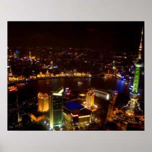 Póster Xangai China maravilhosa paisagem com moderno