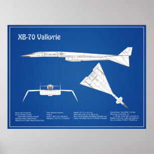 Poster XB-70 Valkyrie - Planos de avião Blueprint ABD