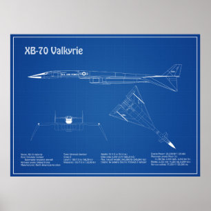 Poster XB-70 Valkyrie - Planos de avião Blueprint AD