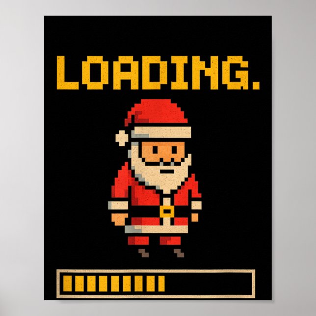 Poster Xel Santa Loading Retro Christmas Gamer Shirt  (Frente)