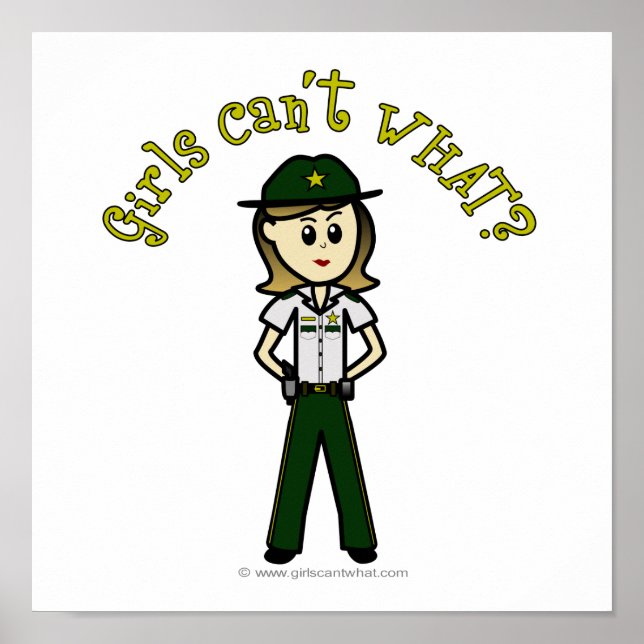 Póster Xerife feminino leve no uniforme verde (Frente)
