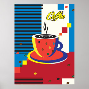 Poster Xícara De Café Abstrata Arte Contemporânea Moderna