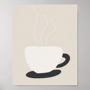 Poster Xícara de Café Minimalista – Arte Moderna Neutra p