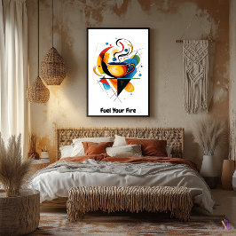 Poster Xícara de Café Motivacional Minimalista Abstrata M