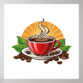 Poster Xícara de café vermelha