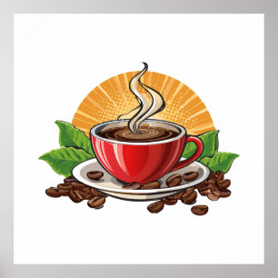 Poster Xícara de café vermelha