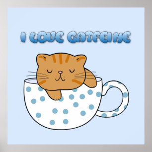 Poster Xícara de Gato-Feine Estilo Kawaii 