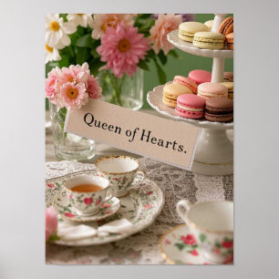 Poster Xícara floral elegante rainha de copas 