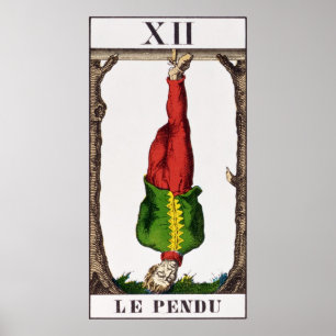 Póster XII o homem pendurado, cartão de tarot