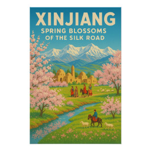 Póster Xinjiang, China - Primavera Blossomas