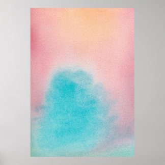 Poster XL Cor Abstrato de Céu Azul Rosa