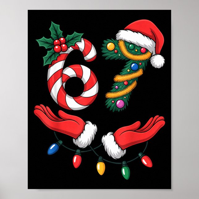 Poster Xmas 67 Hands Gesture Candy Canes Santa Holiday Ki (Frente)
