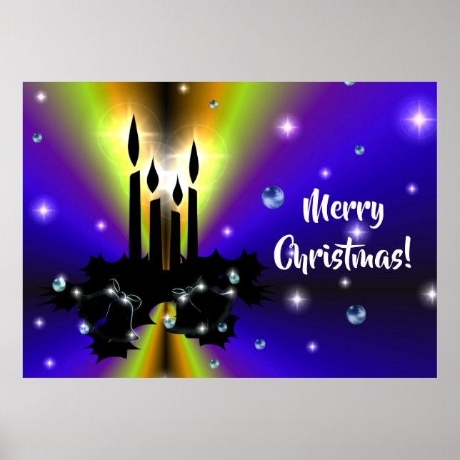 Poster Xmas Artdeco no Arco Amarelo Roxo (Frente)