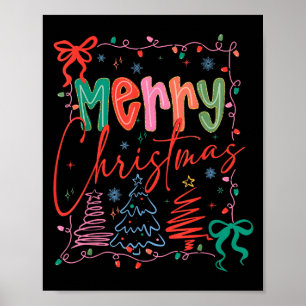 Poster Xmas Buffalo Xadrez Vermelho Branco Verde Feliz Na