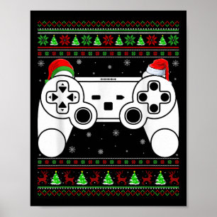 Poster Xmas de controladora de videogame de suéter de Nat
