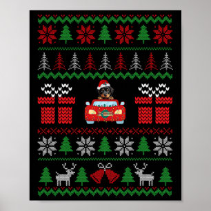 Poster Xmas De Rottweiler De Suéter De Natal Útil Com Pap