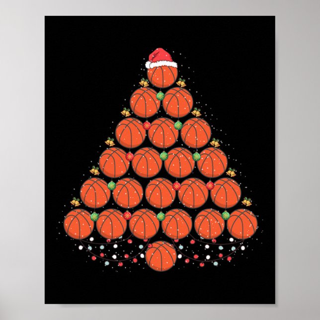 Poster Xmas de Terras de Natal de Basquete (Frente)