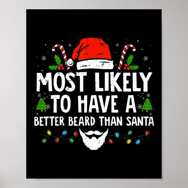 Poster Xmas Divertidos Provavelmente Têm Uma Barba Melhor (Frente)