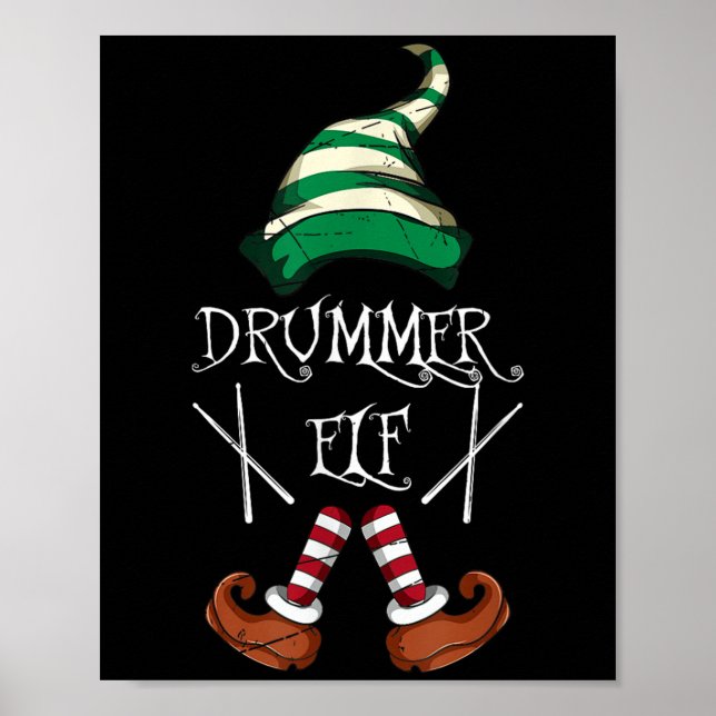 Poster Xmas Drumsticks Music Matching Drummer Elf Pajama  (Frente)