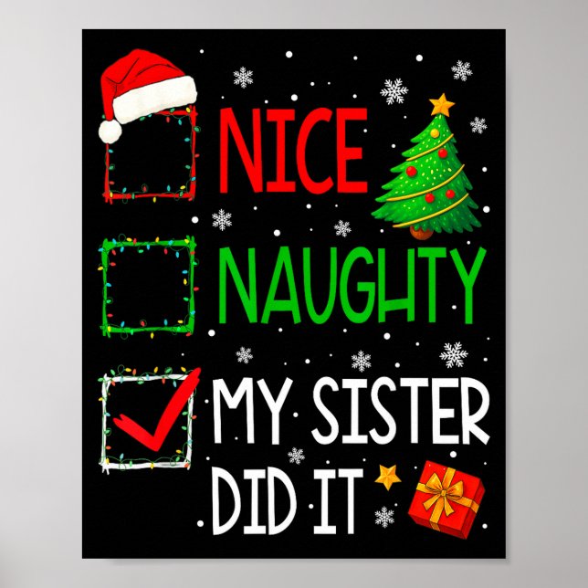 Poster Xmas Family Nice Naughty My Sister Did It Santa Ch (Frente)