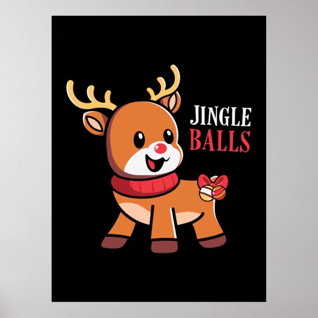 Poster Xmas Gift Jingle Balls Reindeer (Frente)