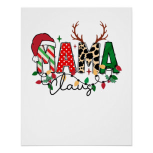 Póster Xmas Gift Mama Claus Com Crianças
