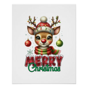 Póster Xmas Gift Merry Christmas Reindeer