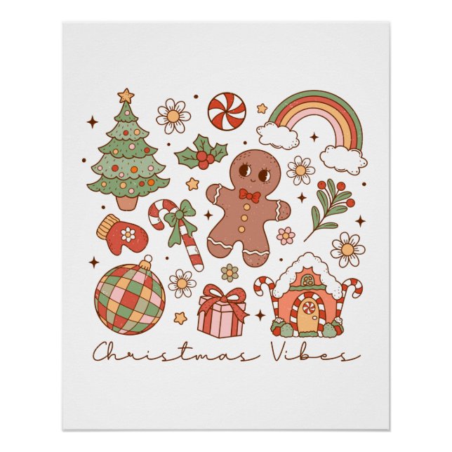 Póster Xmas Gift Vibes de Natal (Frente)