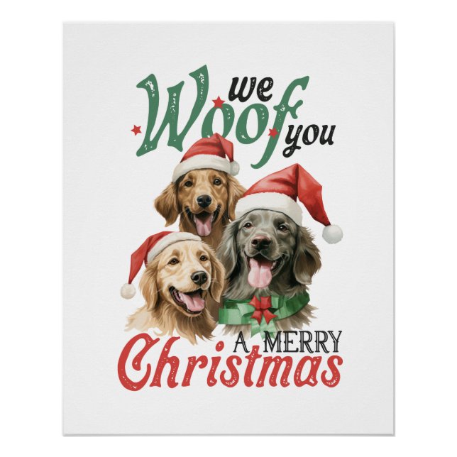 Póster Xmas Gift Woof Felry Natal (Frente)