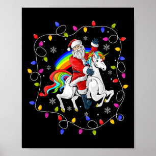 Poster Xmas Lighting Santa Claus Voando no Unicorn Ch