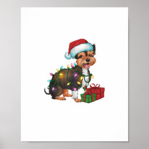 Poster Xmas Lighting Santa Hat Cristo de Cães Detidos Chi