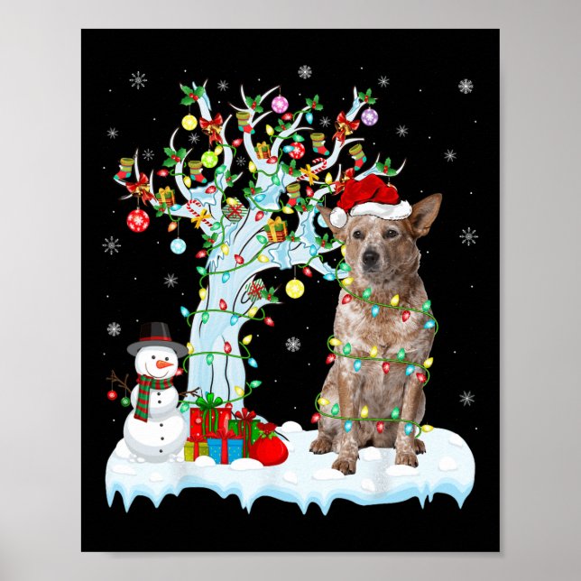 Poster Xmas Lighting Tree Santa Hat Cattle na Austrália (Frente)