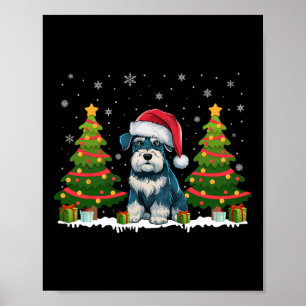 Poster Xmas Lights Miniature Schnauzer Papai noel Christm