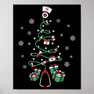 Poster Xmas Lpn Estetoscópio Rn Árvore de Natal Enfermage