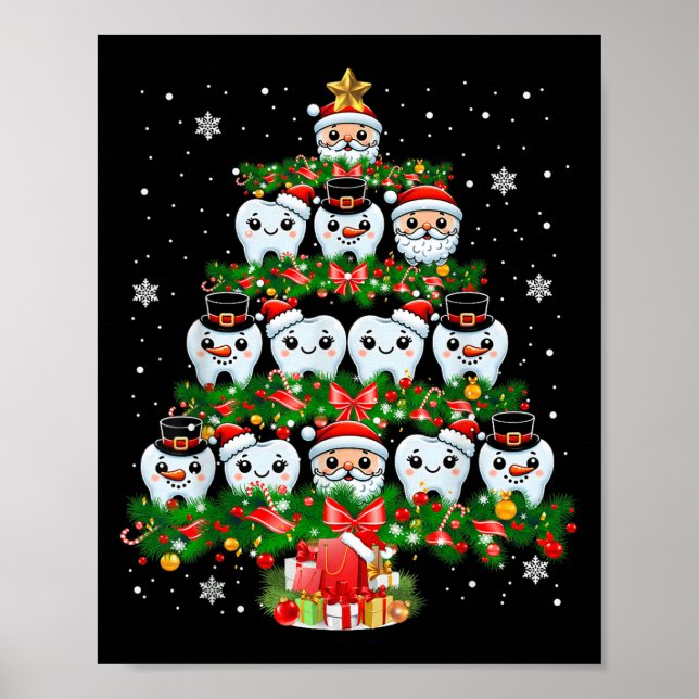 Poster Xmas Luzes Dentes Dentistas Dentistas Dentes Dente (Frente)