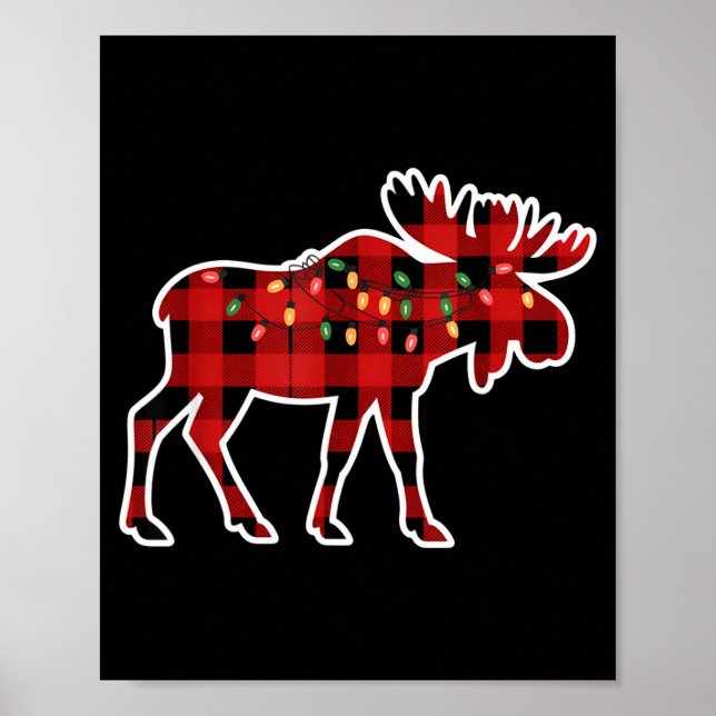 Poster Xmas Moose Red And Black Buffalo Plaid Christmas L (Frente)