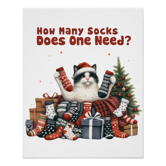 Póster Xmas Oferece Quantas Meias É Necessária (Frente)
