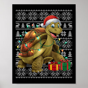 Poster Xmas Sweater Style Ugly Papais noeis Giant Tortois