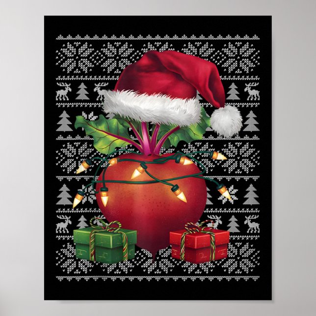 Poster Xmas Sweater Style Ugly Santa Hat Beet Christy (Frente)