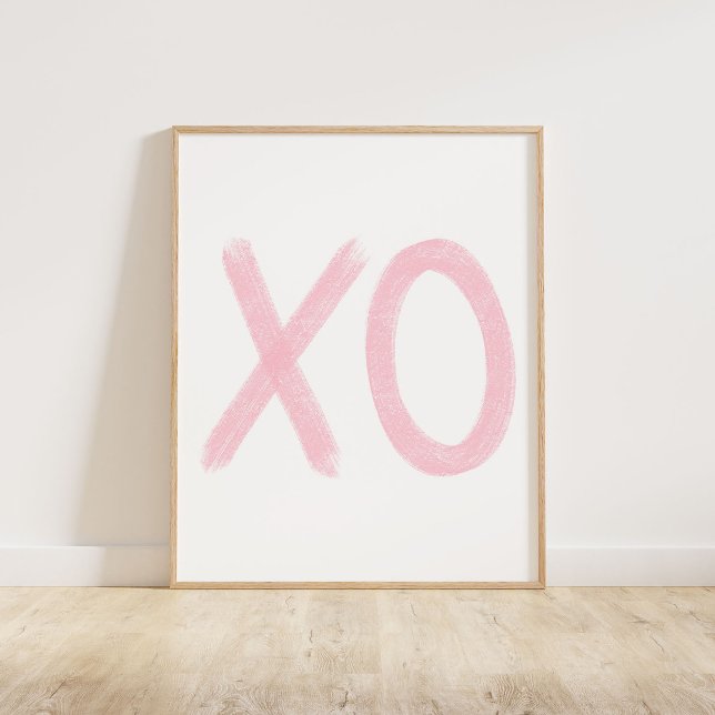 Poster XO Rosa Suave (A chalky brush style XO in soft pink, perfect for Valentine's Day decor.)