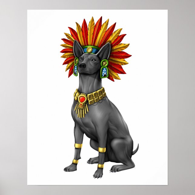 Poster Xolo Dog Aztec Warrior (Frente)