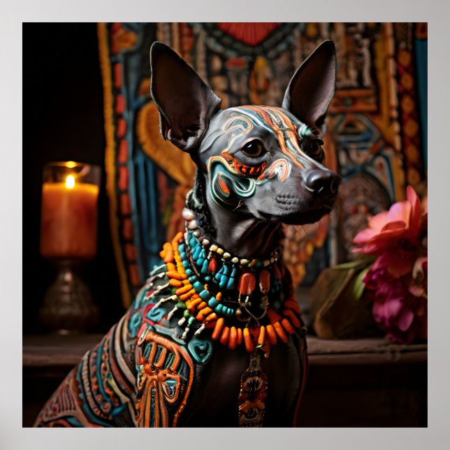 Poster Xoloitzcuintle no Dia Altar dos Mortos (Frente)