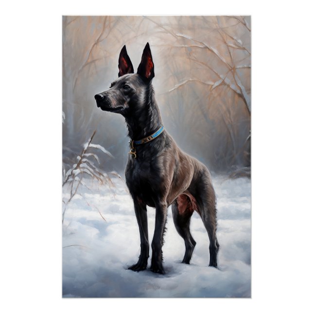 Póster Xoloitzcuintli Deixa-o nevar no Natal (Frente)