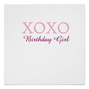 Póster Xoxo aniversária nome rosa mauve amor simples