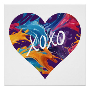 Póster XOXO Cardíaco Colorido